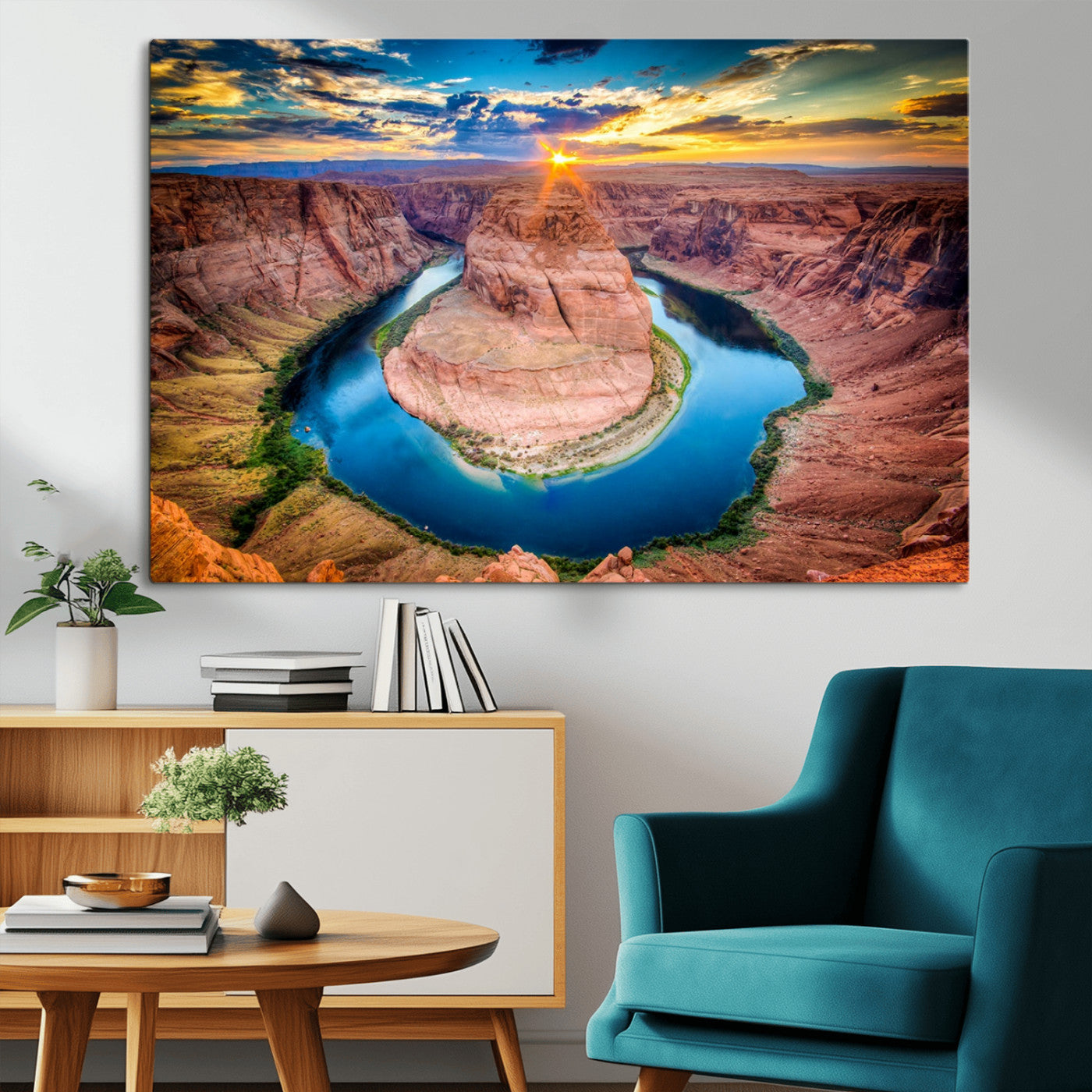 MGV-CV-36X24 - Sunset on the Horseshoe Bend Grand Canyon, Horseshoe Bend Grand Canyon Canvas Wall Art Print
