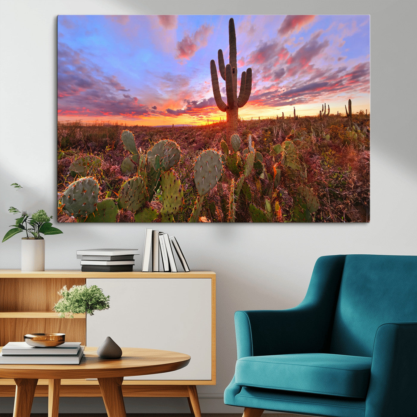 MGV-CV-36X24 - Arizona Desert Wall Art Canvas Print - Framed Deser Sunset Wall Decor