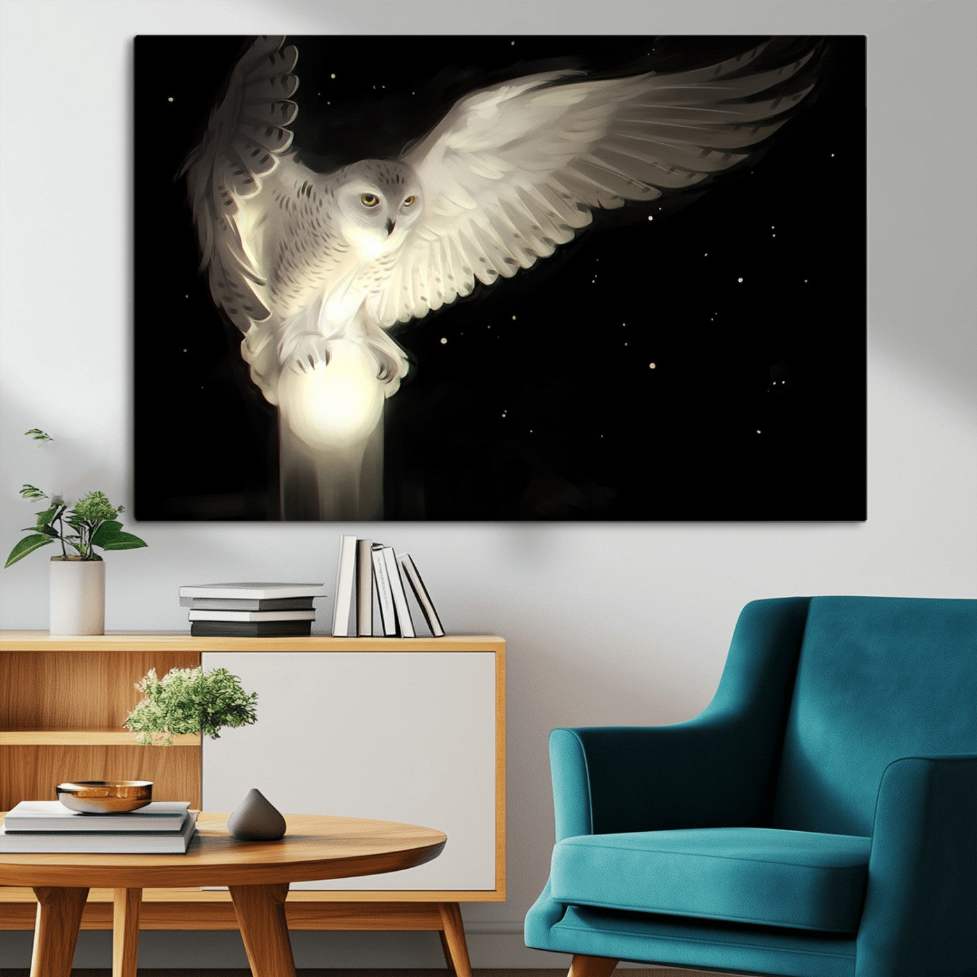 MGV-CV-36X24 - Night Owl Art -  Illuminating the Darkness – Unique Animal-Inspired Wall Art for Modern Decor |