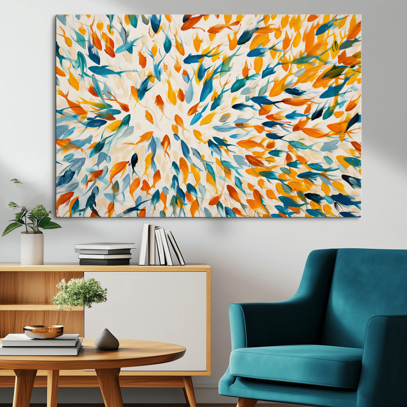 -Colorful Fish Wall Art Print – Abstract Ocean-Inspired Wall Art for Modern Spaces | Framed Canvas,