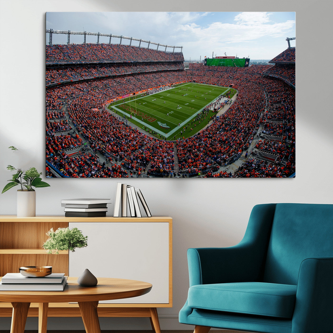 MGV-CV-36X24 - Denver Broncos Football Team Print - Empower Field Mile High Stadium Wall Art Canvas Print