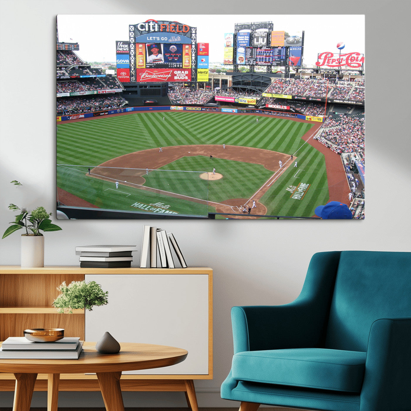 MGV-CV-36X24 - New York Mets Baseball Team Print - Citi Field Baseball Stadium Wall Art Canvas Print