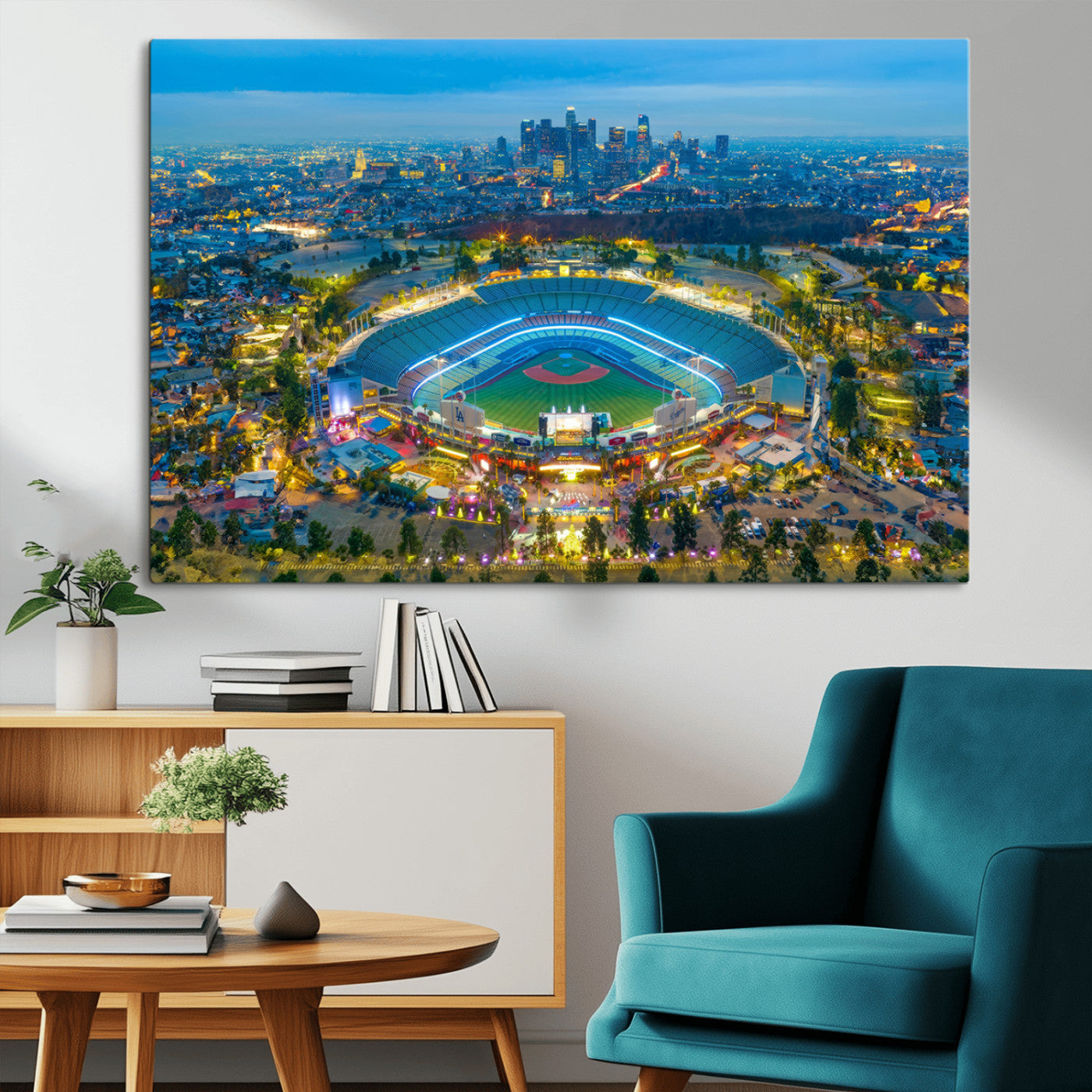 MGV-CV-36X24 - Los Angeles Dodgers Wall Art Canvas, Dodger Stadium Wall Art Canvas Print - MLB Baseball Stadium
