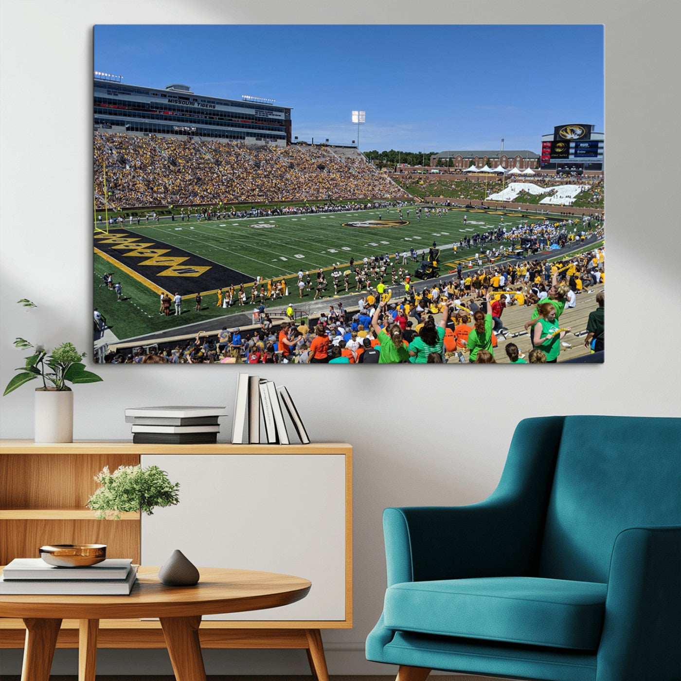 MGV-CV-36X24 - University of Missouri Tigers Football Team Print - Columbia Faurot Field Memorial Stadium Wall Art