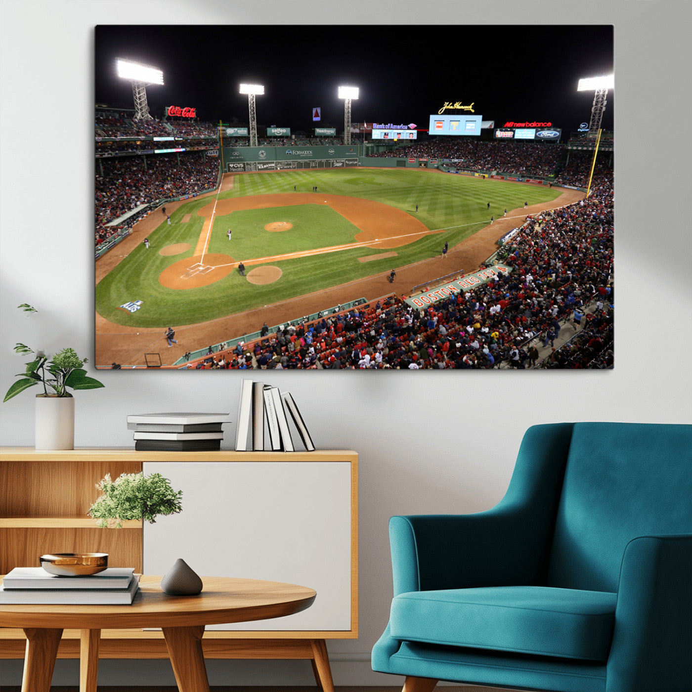 MGV-CV-36X24 - Boston Red Sox Baseball Team Print - Massachusetts Fenway Park Stadium Wall Art Canvas Print
