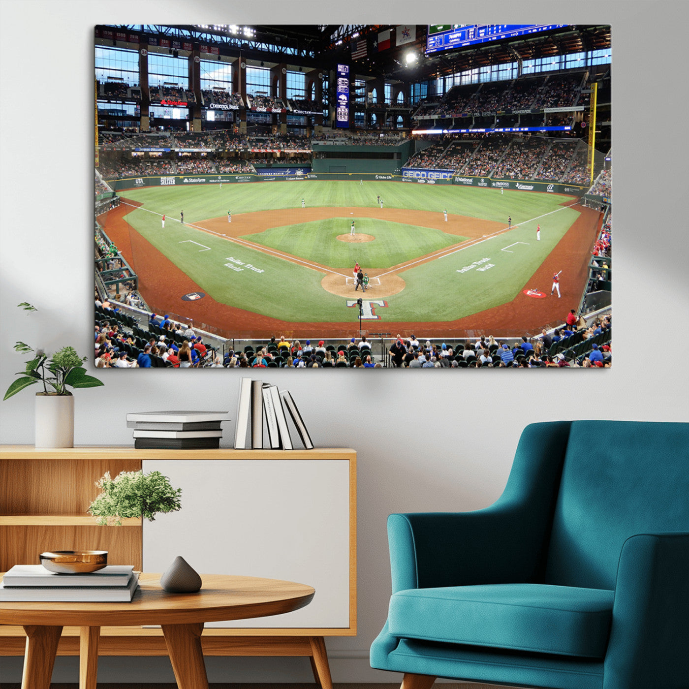 MGV-CV-36X24 - Texas Rangers Baseball Team Print - Arlington Globe Life Field Stadium Canvas Print Wall Art