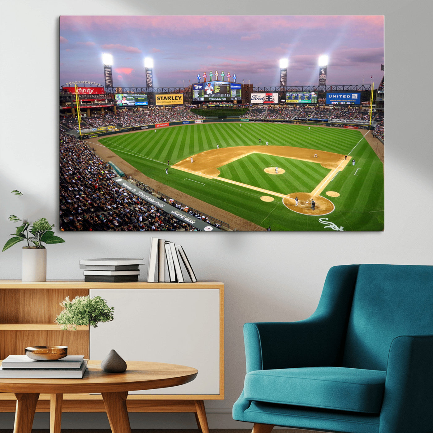 MGV-CV-36X24 - Chicago White Sox Baseball Team Print Canvas- Guaranteed Rate Field Stadium Wall Art Canvas Print