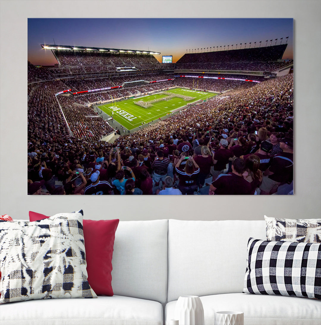 Texas A&M University Aggies Football Team Print - College Station Kyle Field Stadium Wall Art Canvas Print