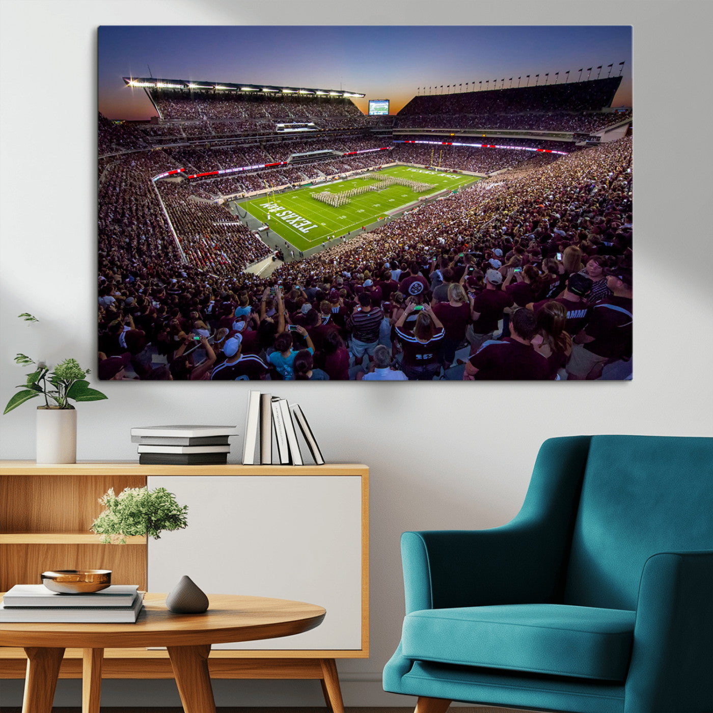 MGV-CV-36X24 - Texas A&M University Aggies Football Team Print - College Station Kyle Field Stadium Wall Art Canvas