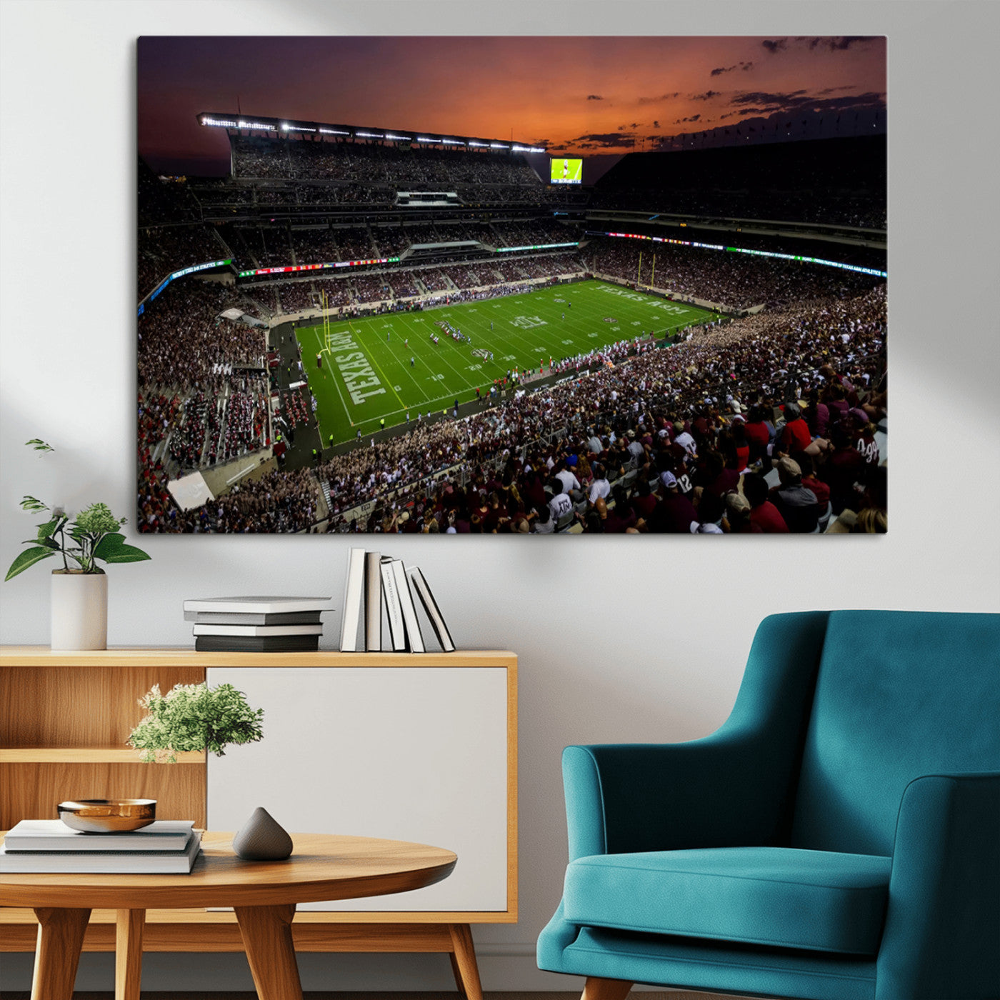 MGV-CV-36X24 - Texas A&M Aggies Football Team Print - College Station Kyle Field Stadium Wall Art Canvas Print
