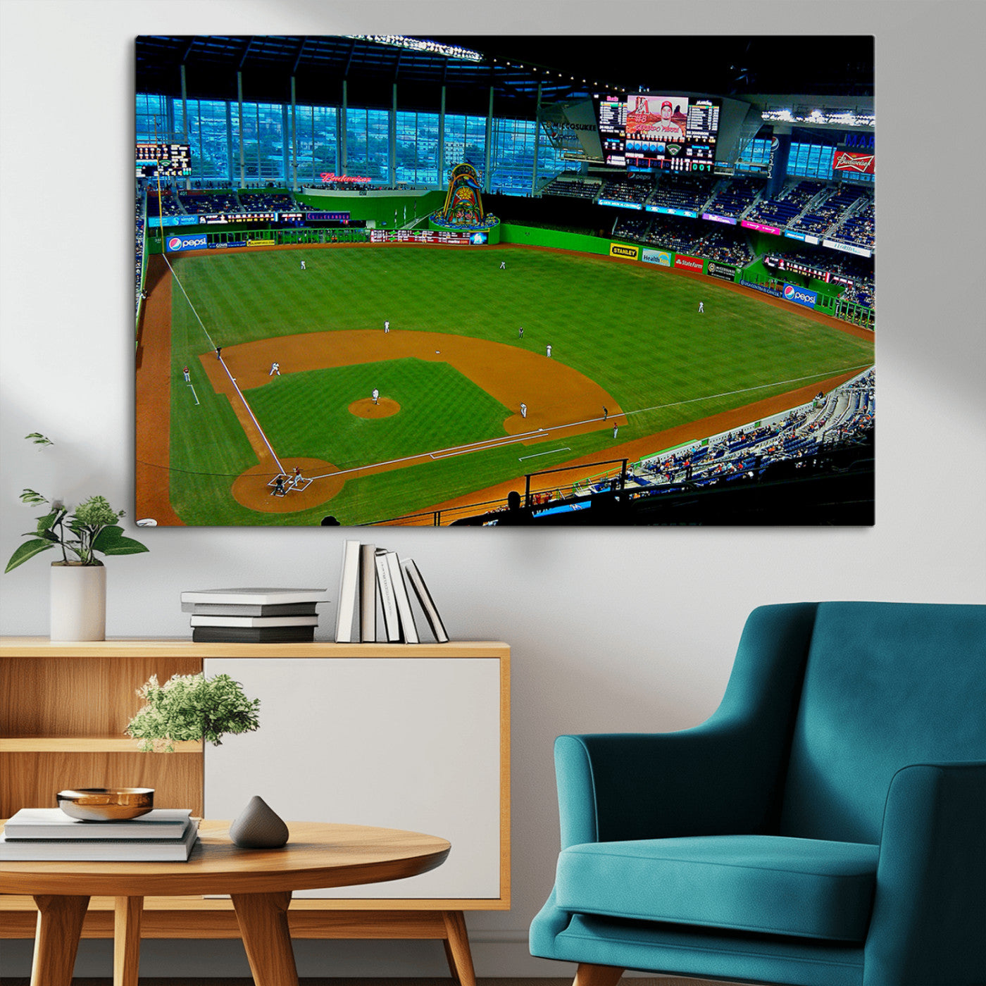 MGV-CV-36X24 - Miami Marlins Baseball Team Print - Miami LoanDepot Park Stadium Wall Art Canvas Print