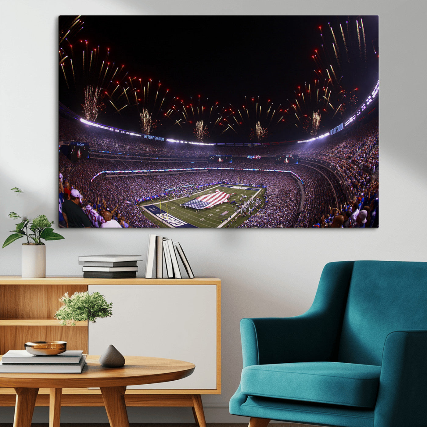 MGV-CV-36X24 - New York Giants Football Team Print - East Rutherford MetLife Stadium Wall Art Canvas Print