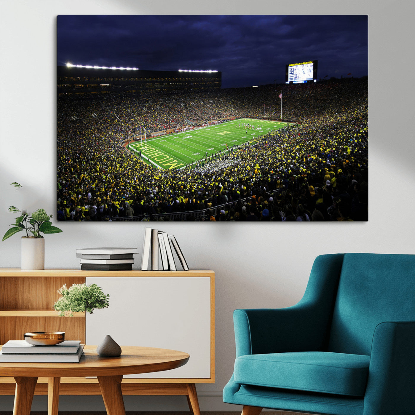 MGV-CV-36X24 - Michigan Wolverines Football Canvas Wall Decor, Football Team Print - Ann Arbor Michigan Stadium