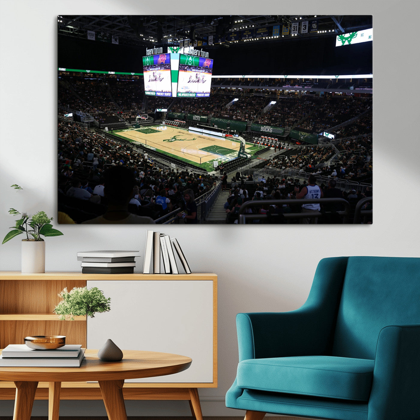 MGV-CV-36X24 - Milwaukee Bucks Basketball Print - Fiserv Forum Stadium Wall Art Canvas Print