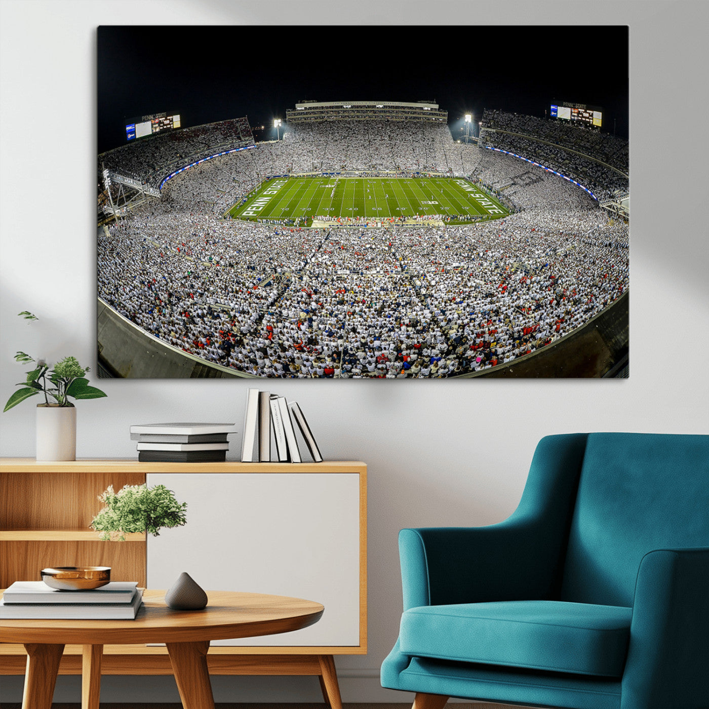 MGV-CV-36X24 - Beaver Stadium Night Game Triple Canvas Wall Art - Penn State Nittany Lions Football Match