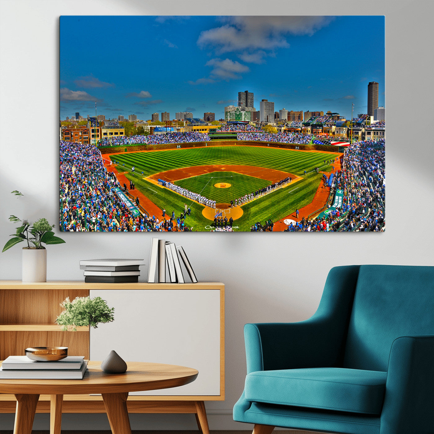 MGV-CV-36X24 - Wrigley Field Chicago Cubs Canvas Wall Art - Iconic Baseball Stadium Print for Sports Lovers - Ready