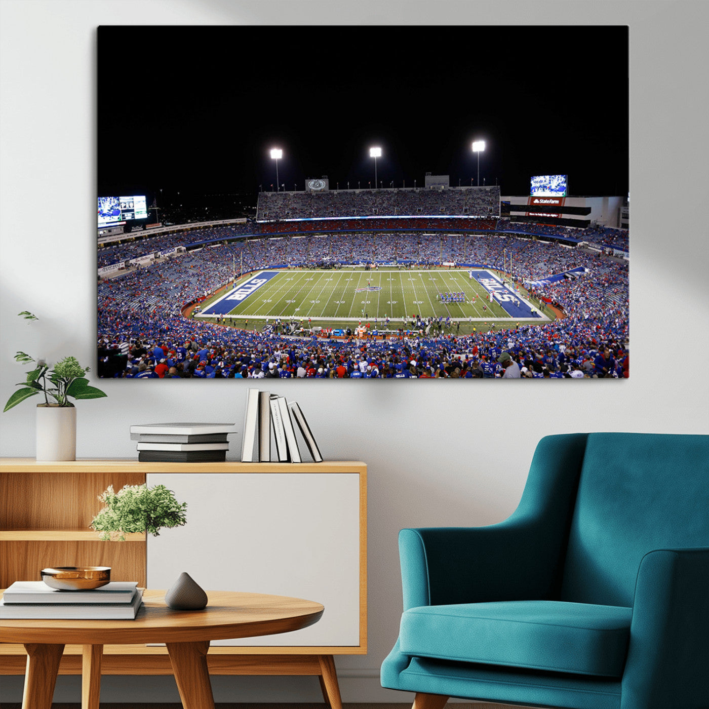 MGV-CV-36X24 - Buffalo Bills Wall Art - Buffalo Bills Stadium Canvas Print, Perfect Sports Decor for Living Rooms,