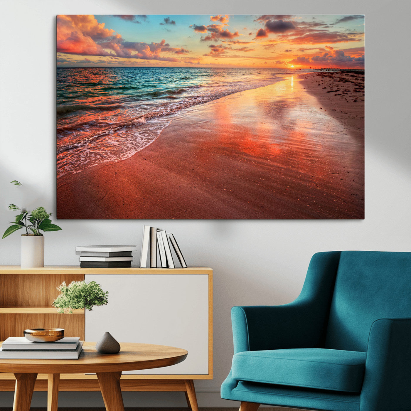 MGV-CV-36X24 - Sunset Beach Wall Art | Ocean Canvas Print | Coastal Wall Art | Tranquil Sunset Canvas Print