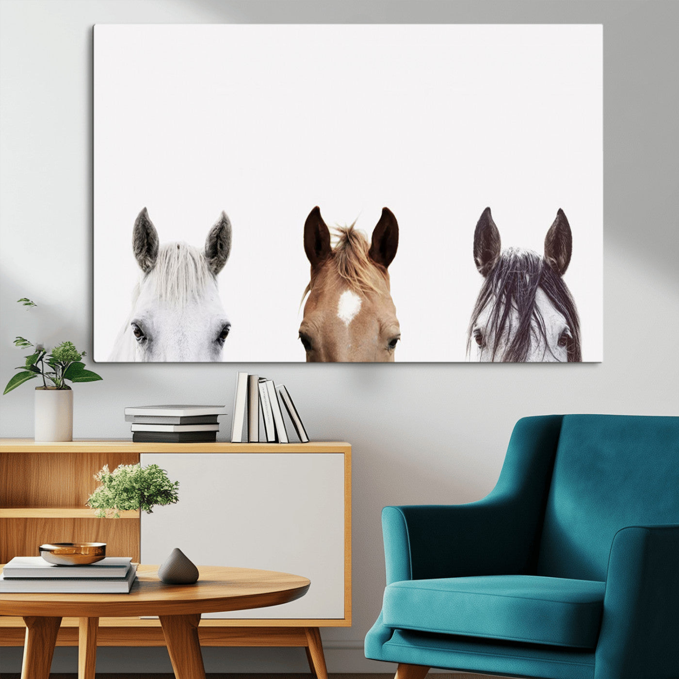 MGV-CV-36X24 - Horse Prints Set, Set of 3 Horse Wall Art, Horses Portraits, Farmhouse Wall Art, Farm Animals