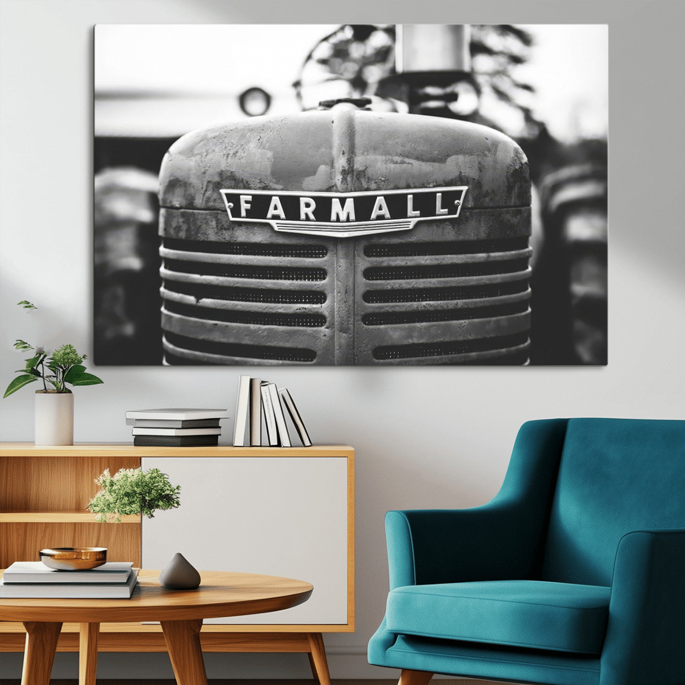 MGV-CV-36X24 - Vintage Farmall Tractor Wall Art Canvas Print, Rustic Farmhouse Decor Ready to Hang