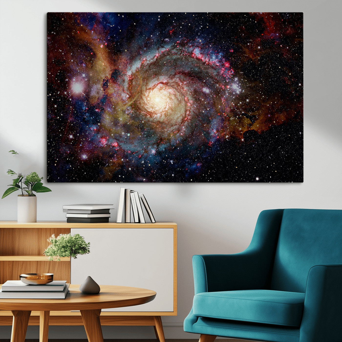MGV-CV-36X24 - Nebula and Galaxies in Space Wall Art Canvas Print, Spiral Galaxy Wall Art Canvas Print