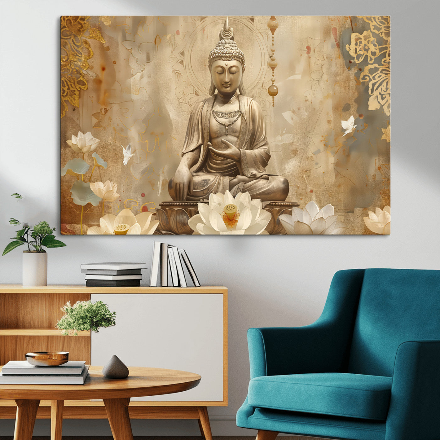 MGV-CV-36X24 - Buddha Wall Art Canvas Print, Buddha Meditation Room Decor, Yoga Room Wall Decor