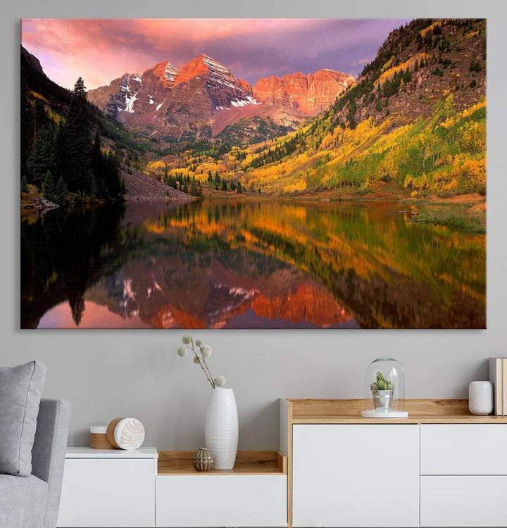 Colorado Rockies Mountain Sunset Wall Art | Ready to Hang and Framed | Scenic Nature Landscape Canvas Print