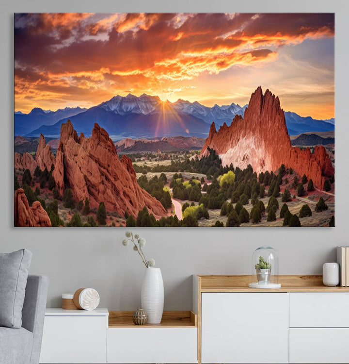 Rocky Mountains Sunset Wall Art Canvas Print – Ready to Hang, Framed Colorado Landscape