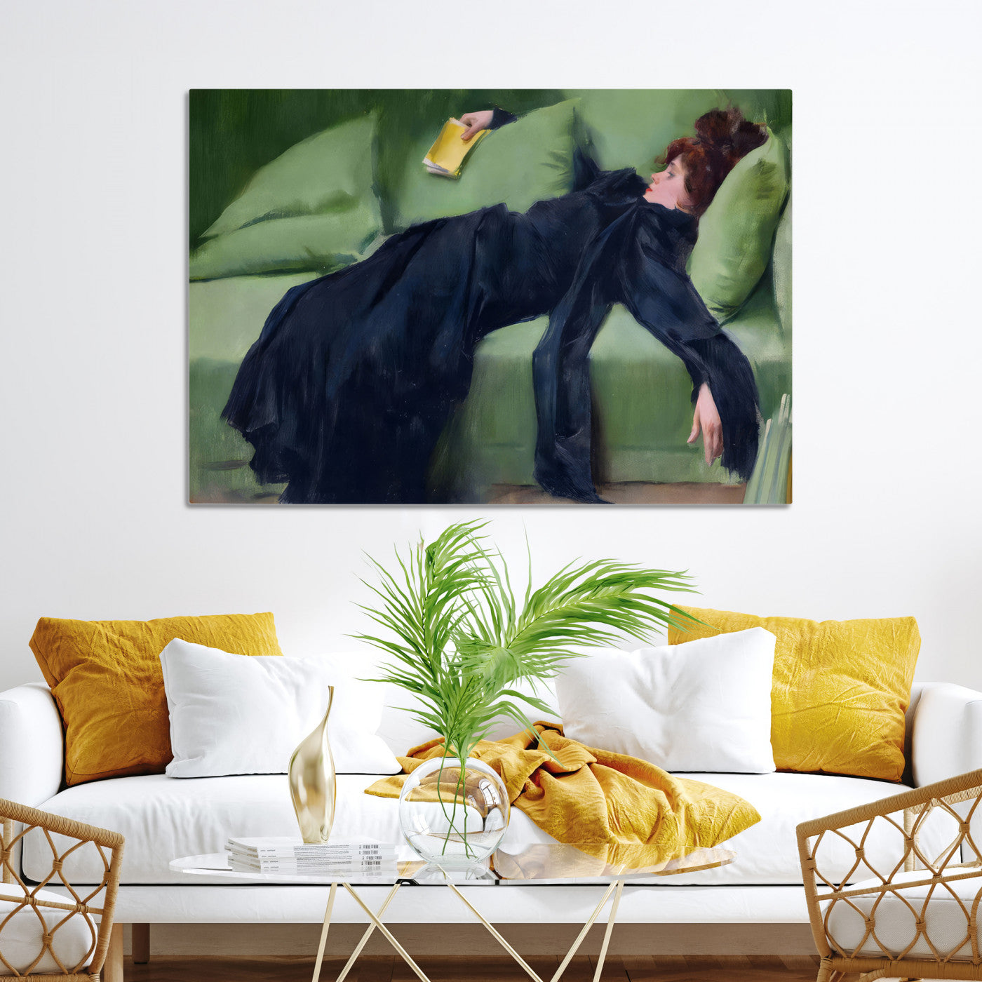 17725-MGV-CV-30X20-Decadent Girl by Ramon Casas Wall Art Canvas Print, Framed Decadent Girl Canvas Print