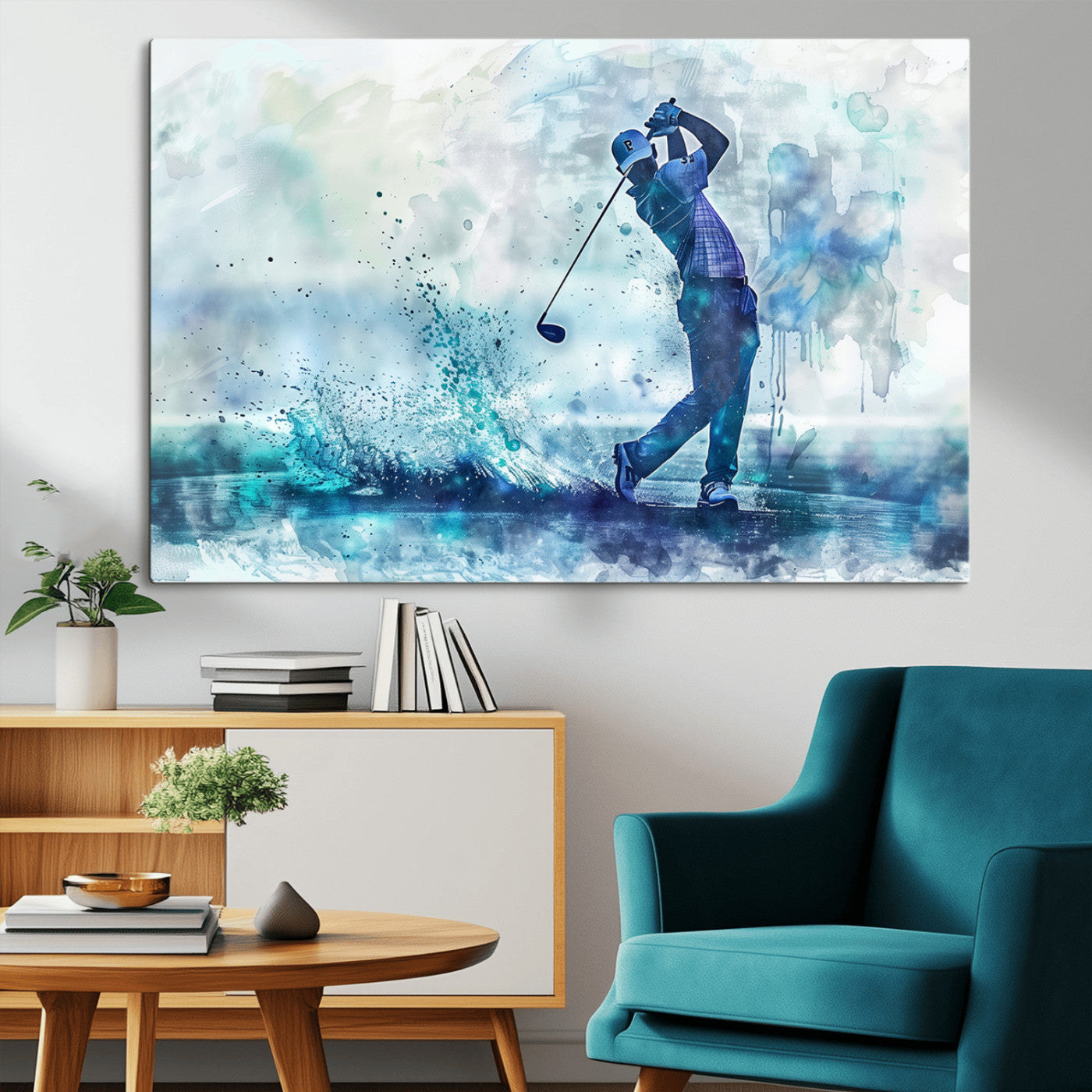 MGV-CV-36X24 - Golf Swing Wall Art Canvas Print - Sports-Inspired Watercolor Decor - Ready to Hang