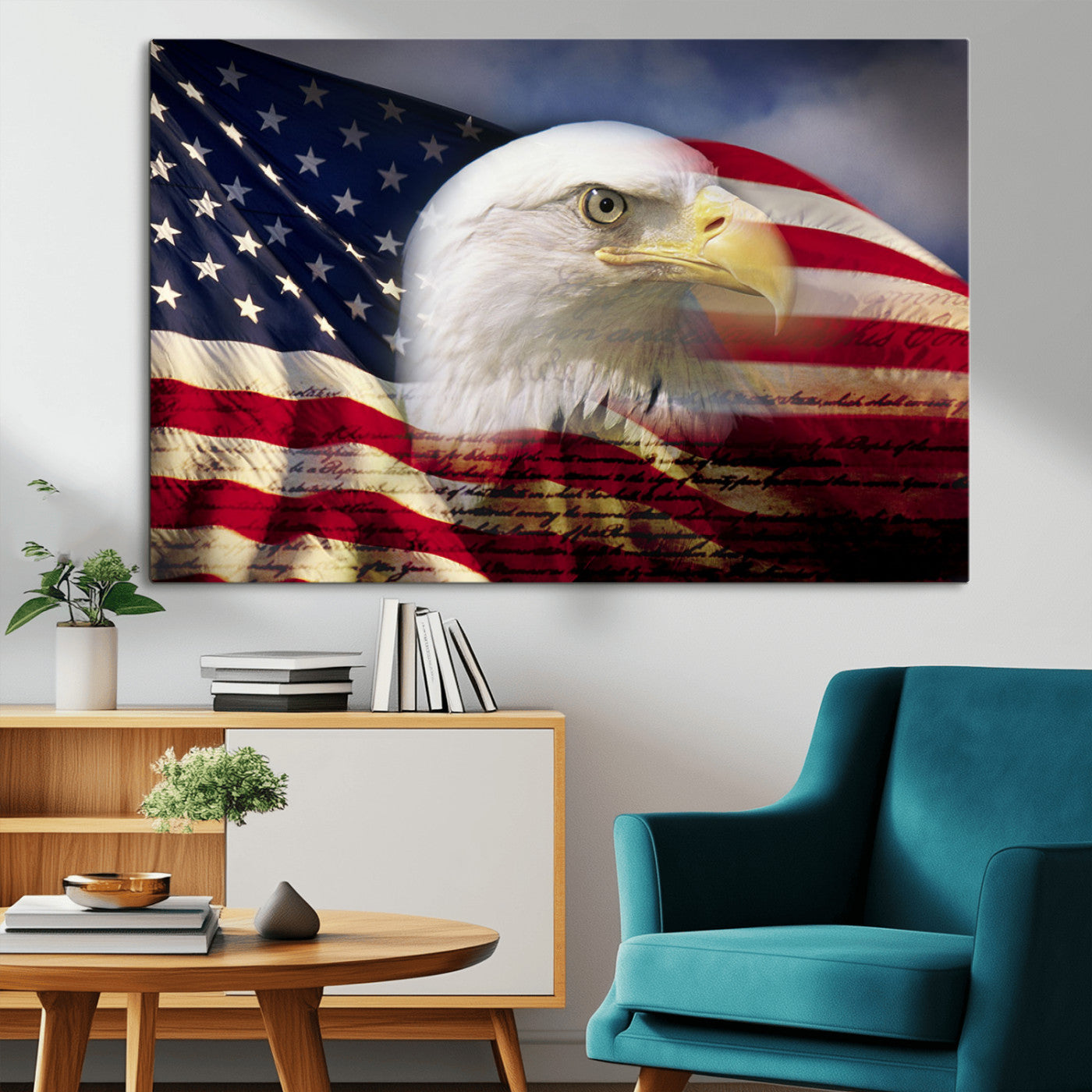 MGV-CV-36X24 - American Flag Eagle Symbol Wall Art, American Flag Eagle Wall Art Canvas Print
