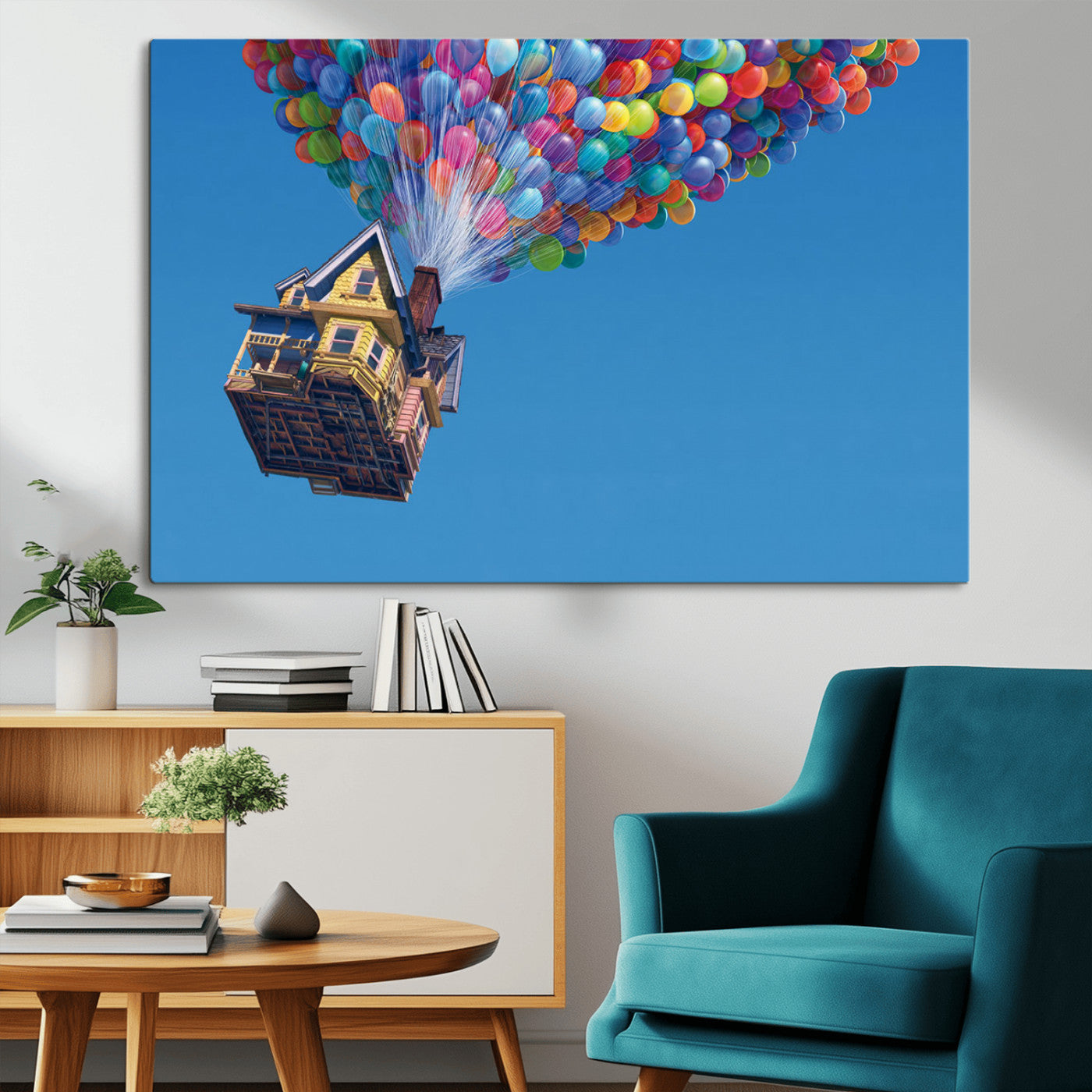 MGV-CV-36X24 - Carl Fredricksen, Up Movie Wall Art, Balloons Wall Art, Air Balloons for Kids Room Print