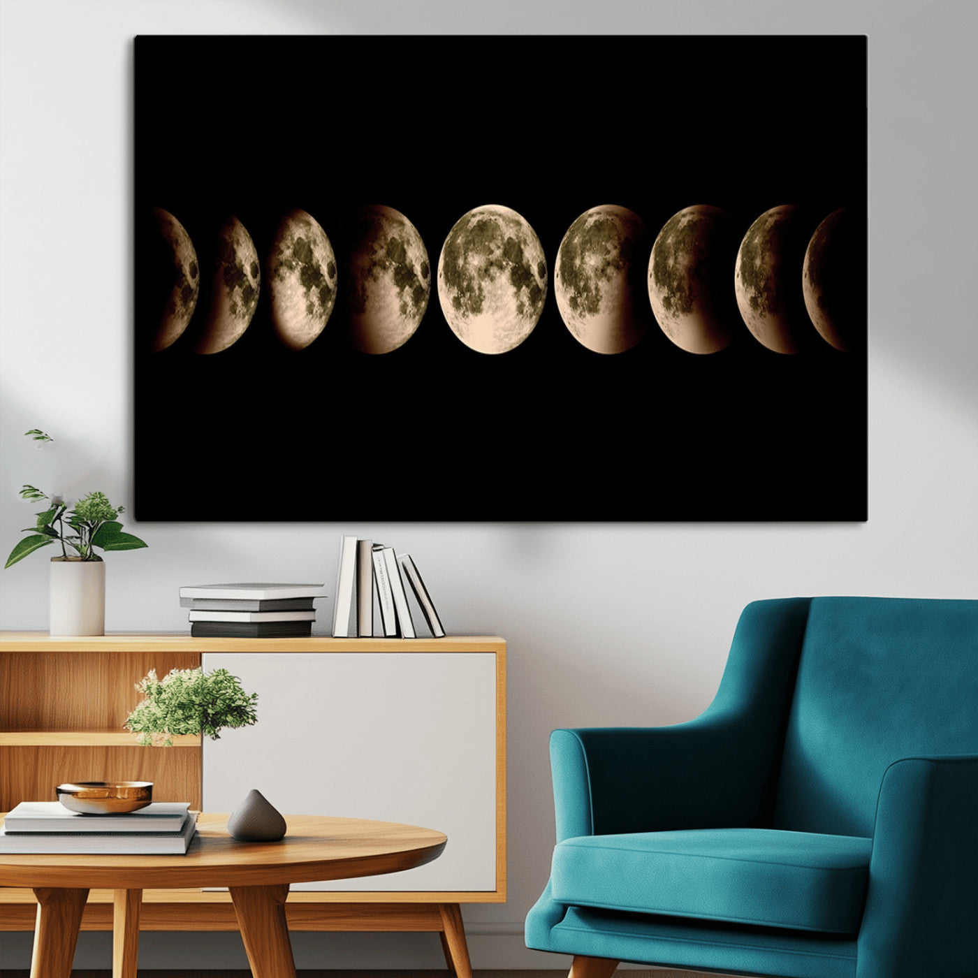 MGV-CV-36X24 - Phases of the Moon Wall Art | Canvas Print for Modern Wall Decor | Ready to Hang and Framed