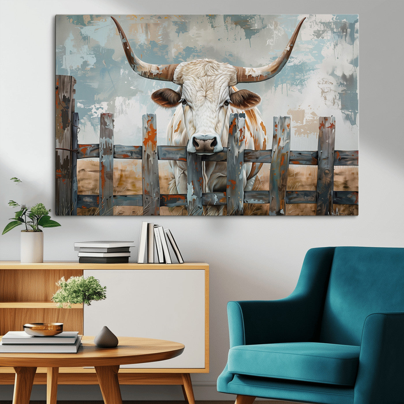 MGV-CV-36X24 - Vintage Cow Wall Art Canvas Print for Farmhouse Wall Decor Theme, Cattle Wall Art Print