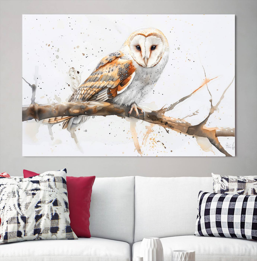 Nature enthusiasts will love the Barn Owl Wall Art on Branch, a stunning canvas print that is ready to hang and beautifully framed.