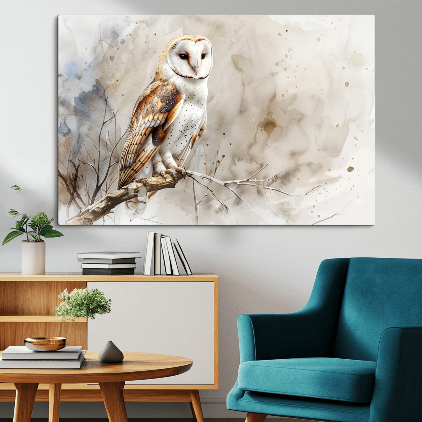 MGV-CV-36X24 - Barn Owl Wall Art | Watercolor Canvas Print | Perfect for Farmhouse Wall Decor | Ready to Hang