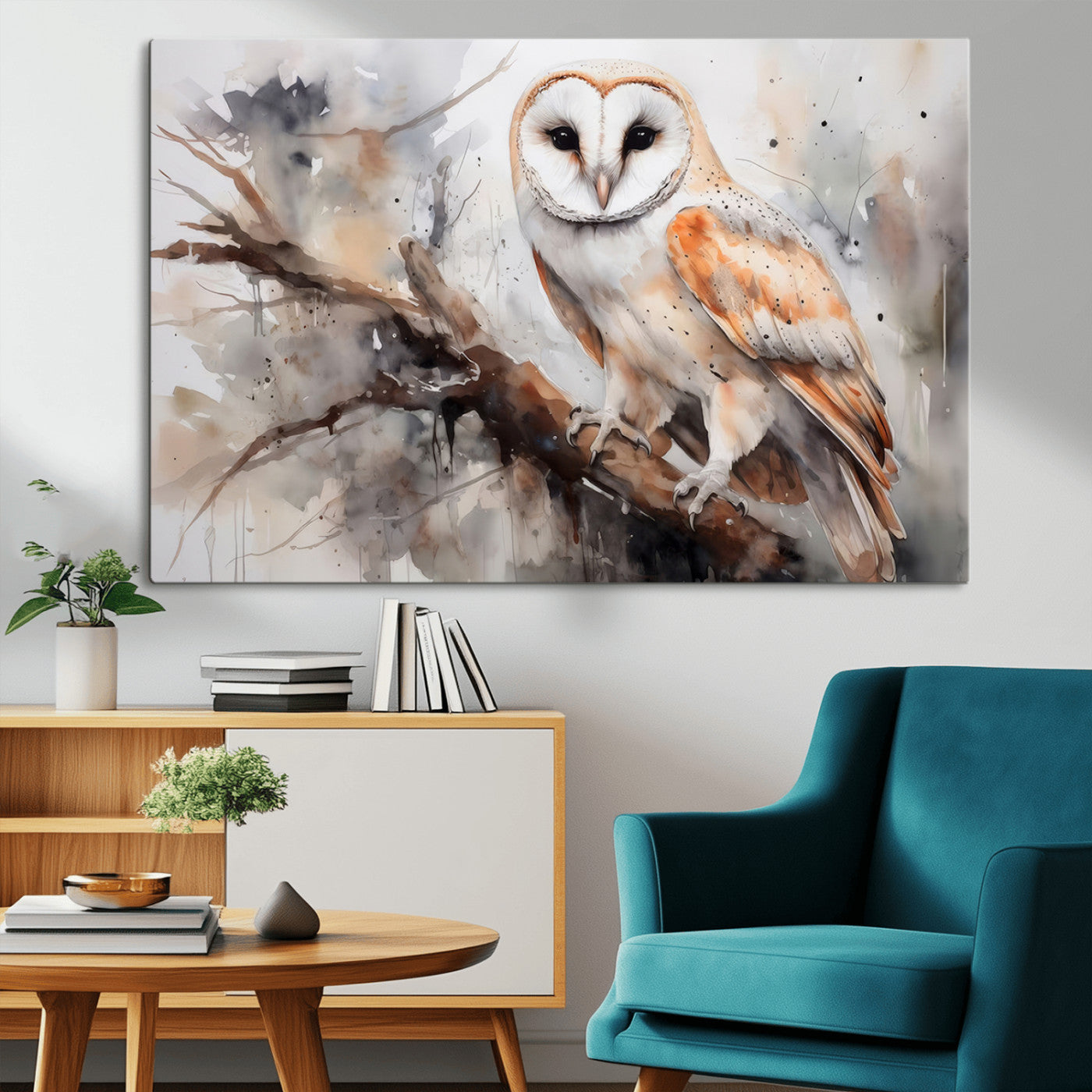 MGV-CV-36X24 - Barn Owl Wall Art | Watercolor Barn Owl Canvas Print | Perfect for Farmhouse Wall Decor | Ready to