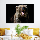 17625-MGV-CV-36X24-Grizzly Bear Canvas Print | Wildlife Wall Art for Cabin Decor | Ready to Hang Framed