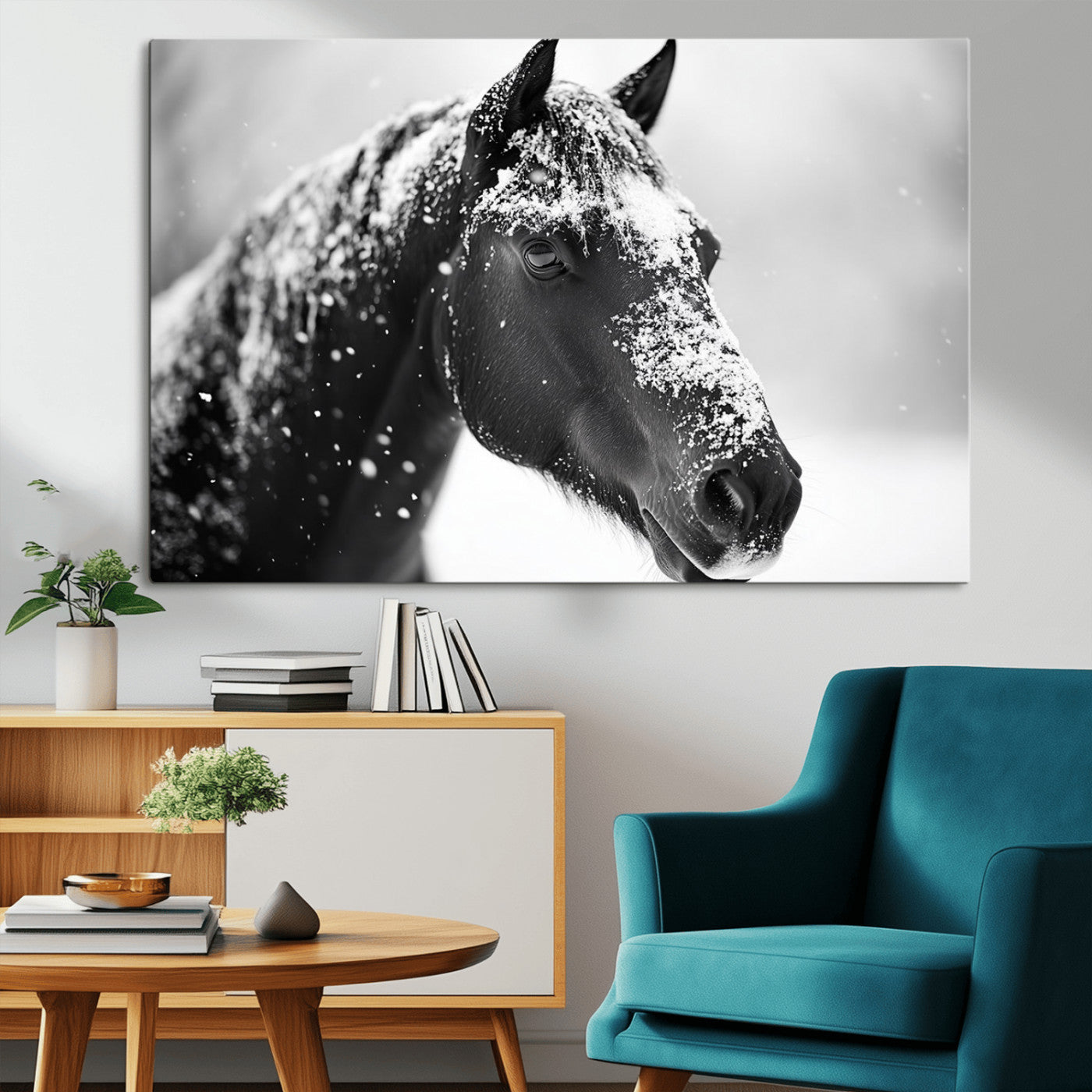 MGV-CV-36X24 - Horse Canvas Print - Winter Horse Snow Wall Art Canvas Print
