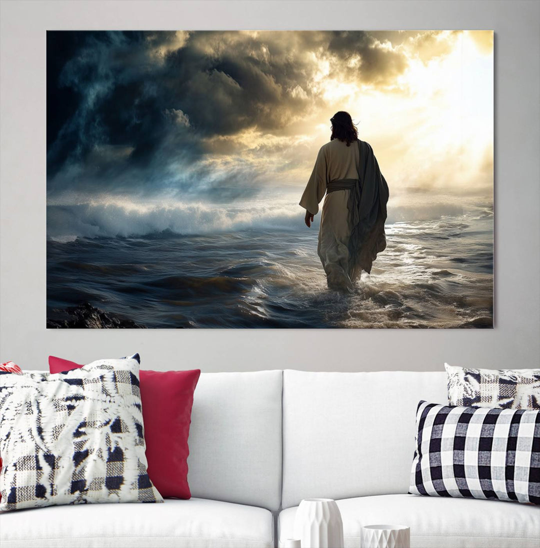 Jesus Walking on Water Wall Art | Canvas Print | Ready to Hang | Christian Home Decor | Spiritual Faith Wall Art | Inspirational Religious Wall Decor