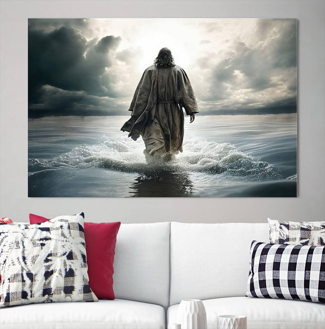 Jesus Walking on Water Wall Art | Canvas Print | Ready to Hang | Christian Home Decor | Spiritual Faith Wall Art | Inspirational Religious Wall Decor