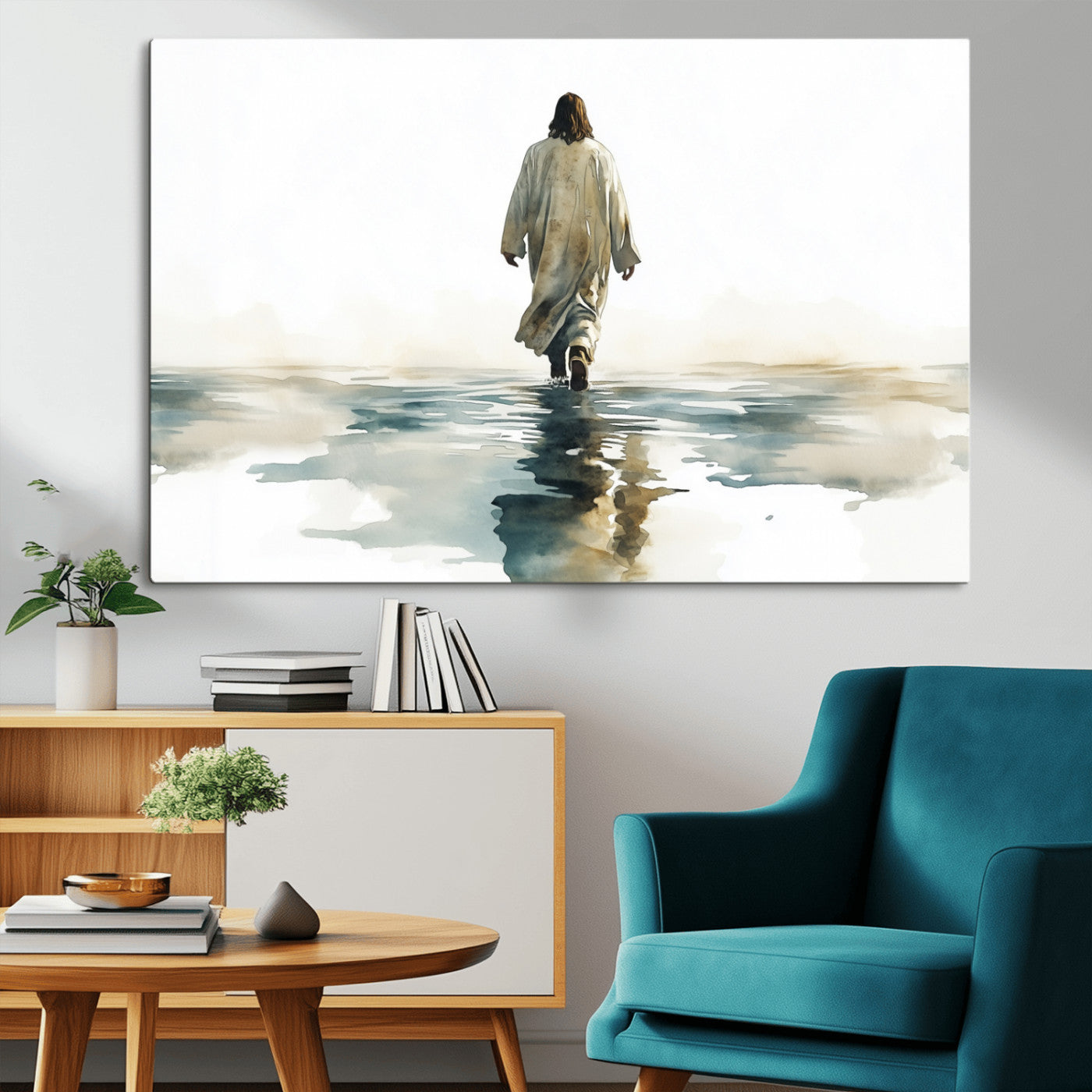 MGV-CV-36X24 - Abstract Jesus Wall Art Canvas Print, Christian Wall Art, Jesus Christ Walking