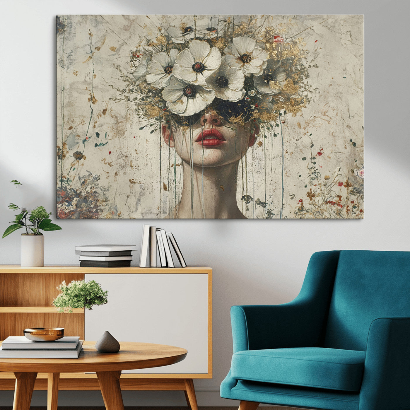 MGV-CV-36X24 - Abstract Floral Women Patel Wall Art Canvas Print