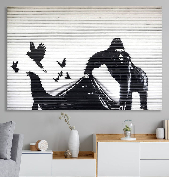 Banksy London Zoo Graffiti Wall Art Canvas Print