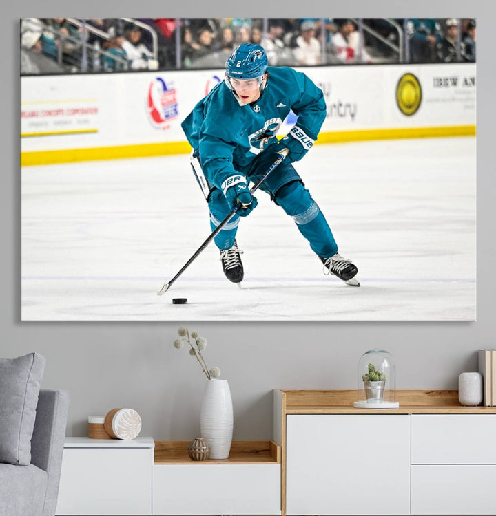 San Jose SharksIce Hockey Player Wall Art Canvas Print