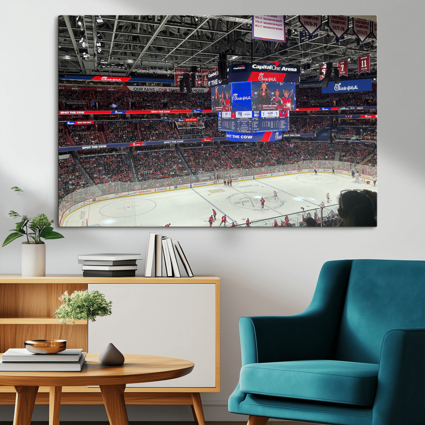 MGV-CV-36X24 - Washington Capitols New York Rangers Ice Hockey Game Stadium Wall Art Canvas Print