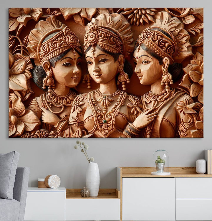 Indian Woman Statue Wall Art Canvas Print