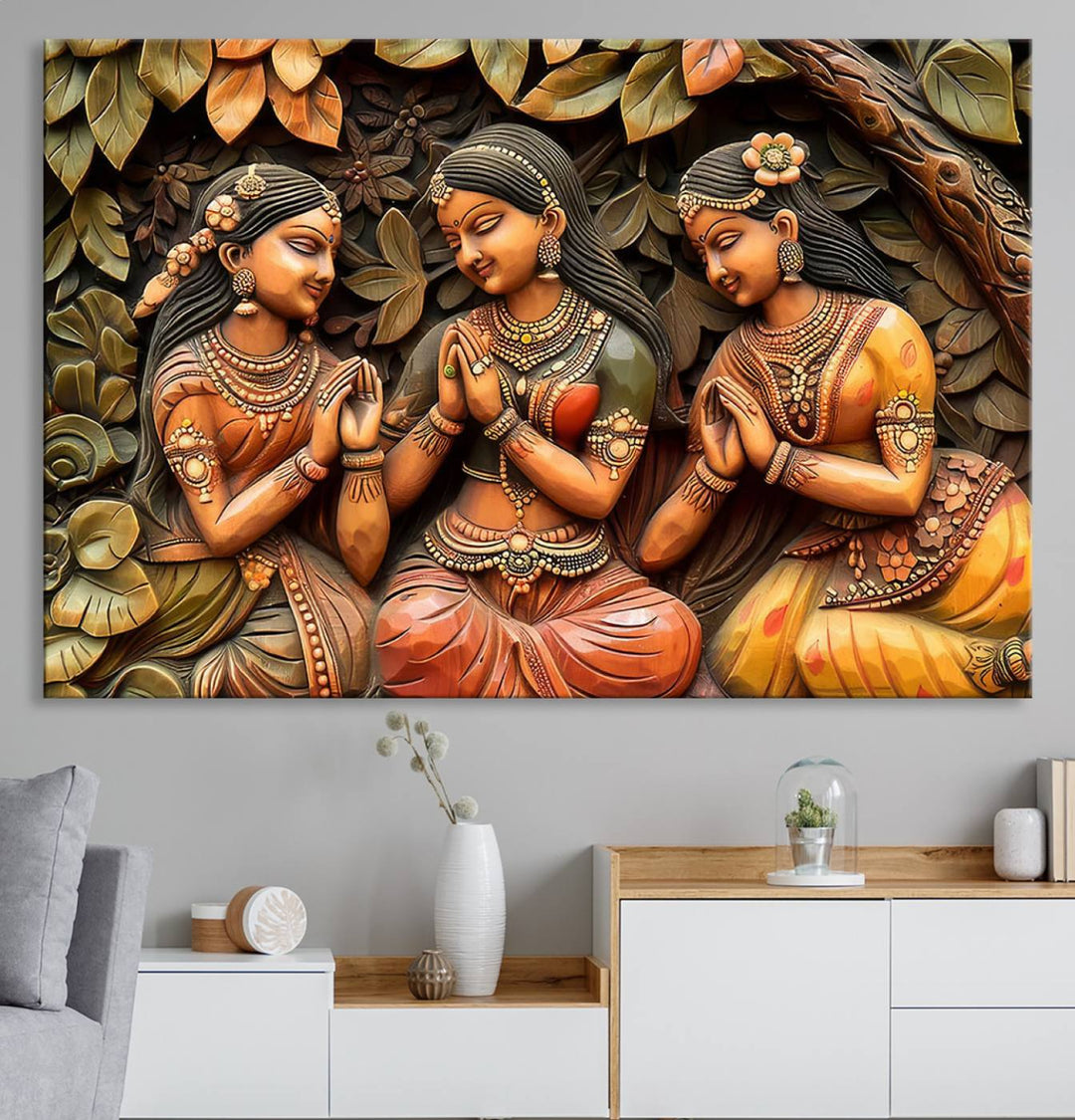 Indian Woman Statue Wall Art Canvas Print