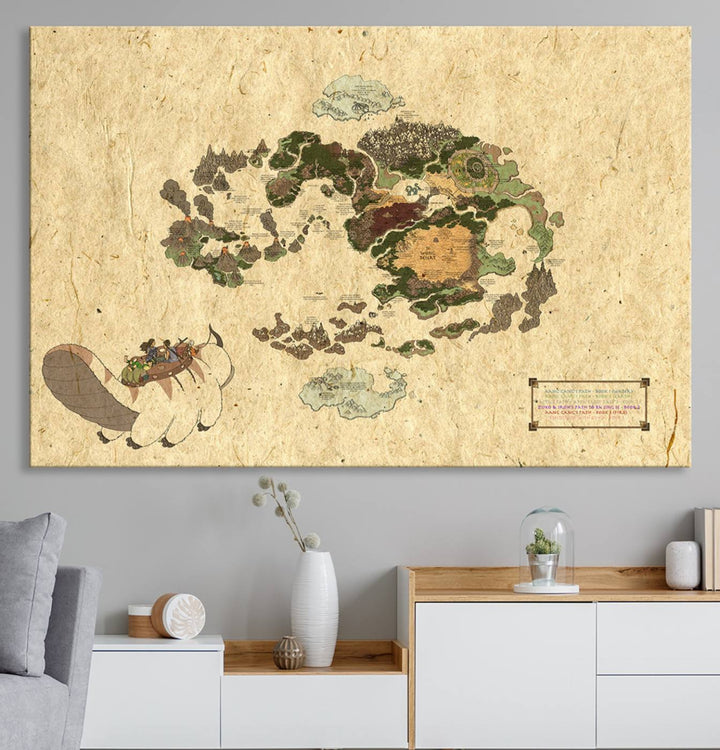 Last Air-Bender Avatar World Map Wall Art Canvas PrintWall Art Canvas Print