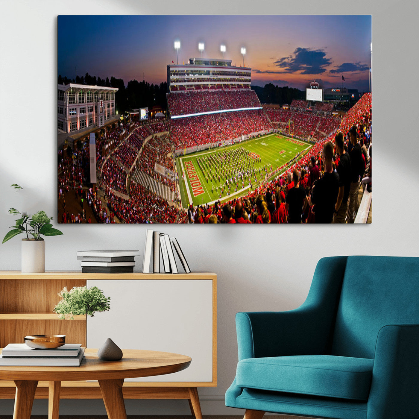 MGV-CV-36X24 - NC State Wolfpack Football Team Print - Raleigh Carter-Finley Stadium Wall Art Canvas Print